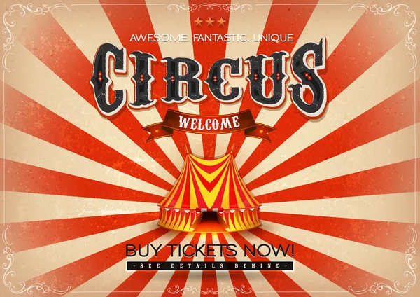 Vintage Rode Witte Circus Vakantie Poster Achtergrond — Stockvector