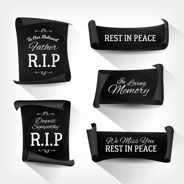 Funeral Descanso en Paz Banners — Vector de stock