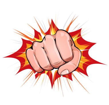 Power Fist On Blasting Background clipart