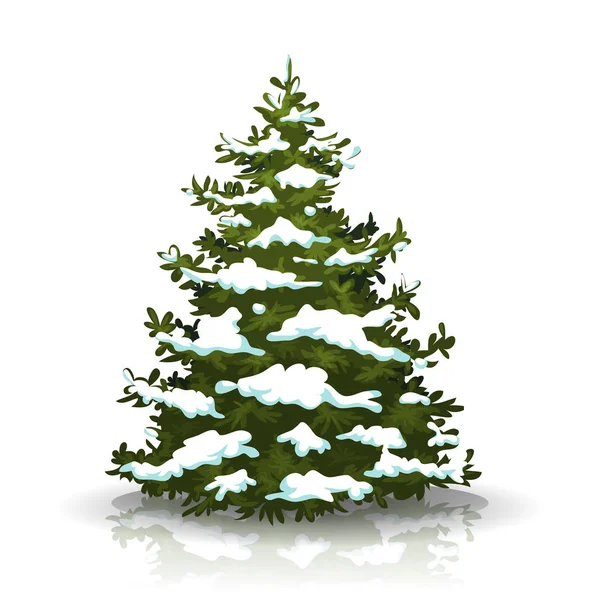 Christmas Pine Tree With Snow — Stock Vector
