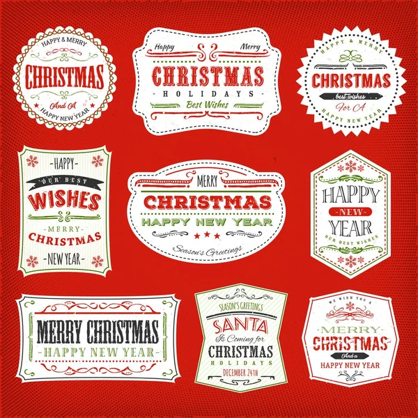 Molduras de Natal vintage, Banners e emblemas —  Vetores de Stock