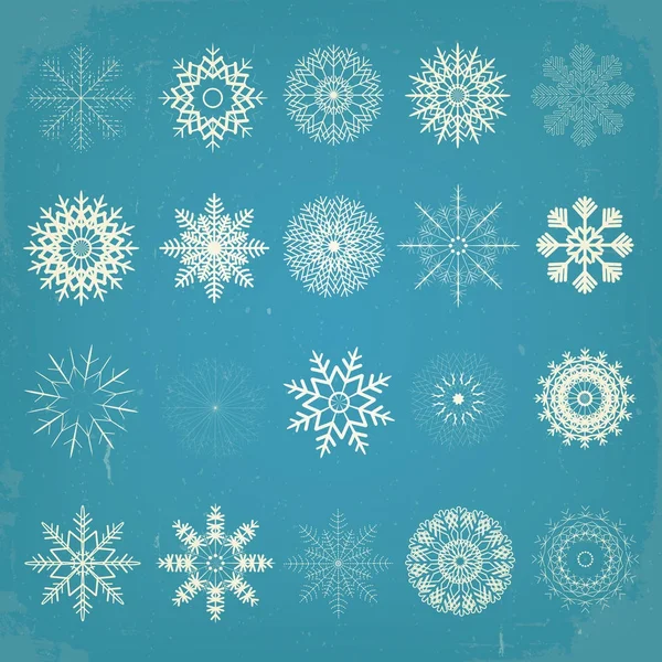 Vintage Christmas sneeuwvlokken instellen — Stockvector