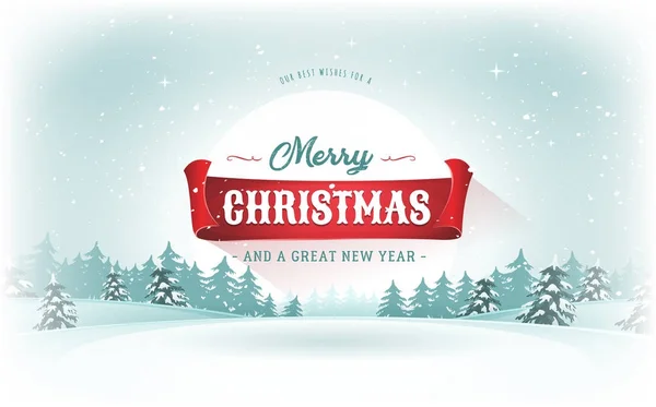 Kerstmis landschap briefkaart — Stockvector