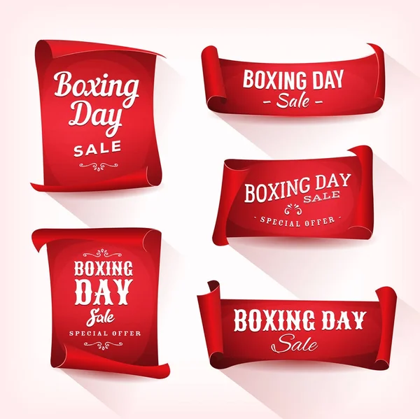 Conjunto de Boxe dia venda pergaminho e banners — Vetor de Stock