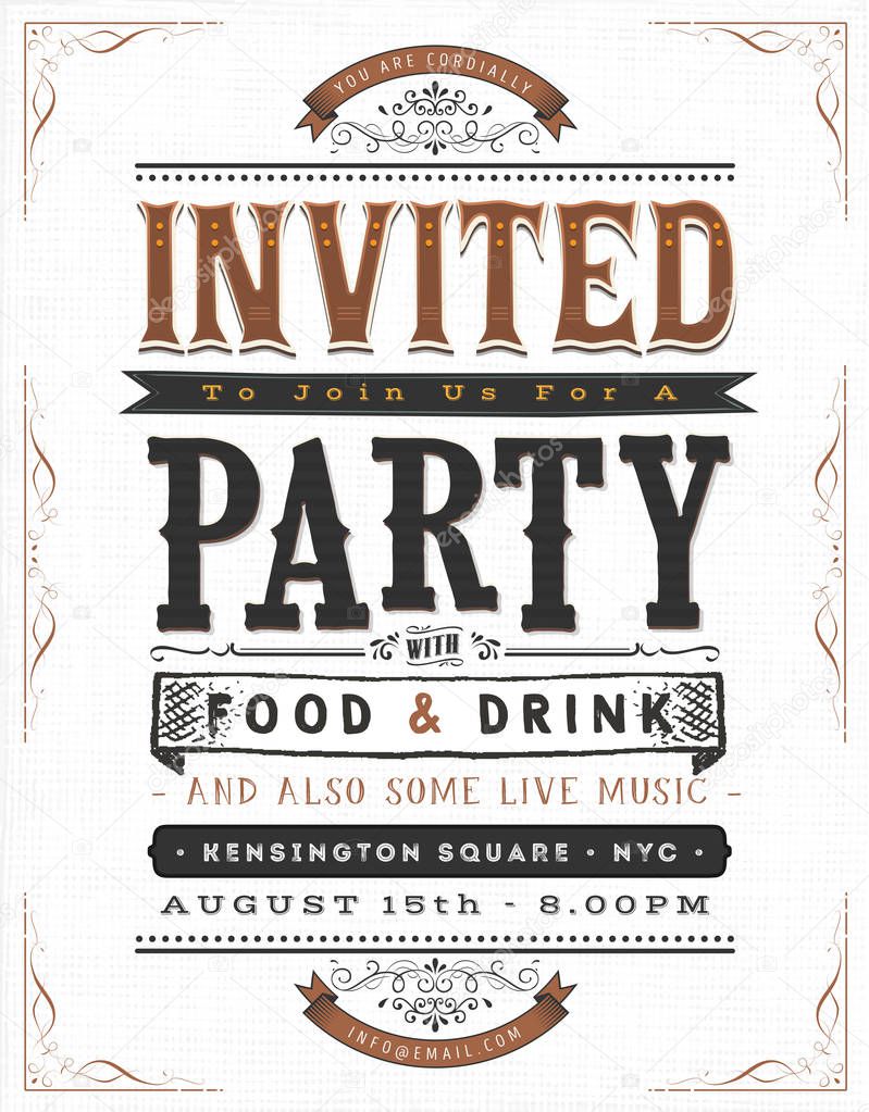 Vintage Party Invitation Sign