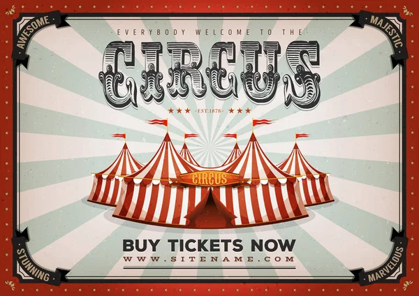 Ilustracja Plakat Retro Vintage Circus Marquee Szczycie Eleganckie Tytuły Grunge — Wektor stockowy
