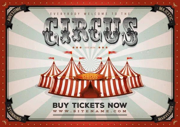 Illustration Retro Vintage Circus Poster Marquee Big Top Elegant Titles — Stock Vector