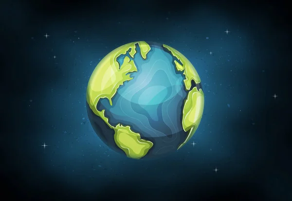 惑星地球地球儀アイコンの手と描画スケマティック大陸と海洋フロンティア — ストックベクタ