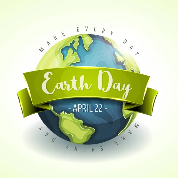 Illustration Earth Day Banner Yellow Background — Stock Vector