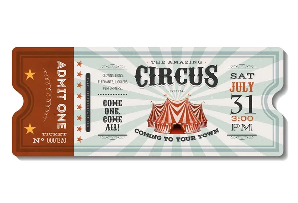 Retro Design Circus Ticket Met Big Top — Stockvector