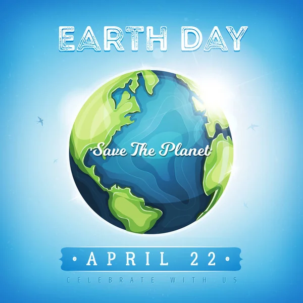 在蓝色背景下拯救地球世界的文字 — 图库矢量图片