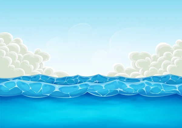 Illustration Tecknad Brett Vattenvågor Och Ocean Mönster För Sommaren Semester — Stock vektor