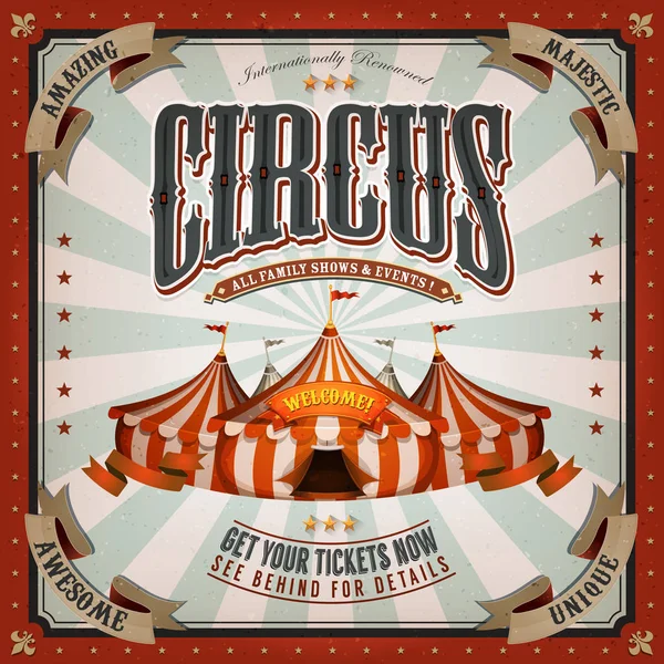 Retro Vintage Circus Poster Achtergrond Met Selectiekader Big Top Elegante — Stockvector