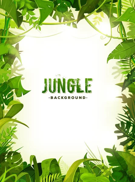 Cadre Jungle Avec Des Ornements Faits Avec Des Feuilles Feuillage — Image vectorielle