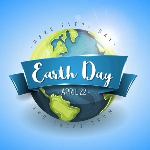 Earth Day Banner Auf Blauem Hintergrund — Stockvektor