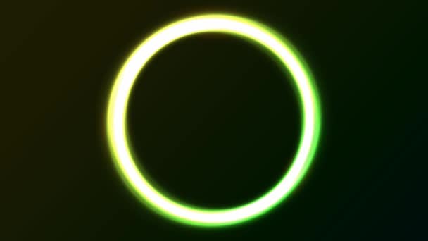 Círculos Luz Eclipse Verde Abstracto Animación Animación Bucle Luz Neón — Vídeo de stock