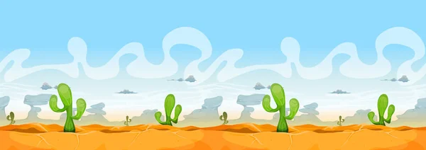 Ilustração Fundo Paisagem Deserto Sem Costura Sol Para Jogo —  Vetores de Stock