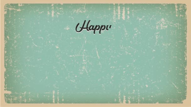 Vintage Happy Birthday Animation Card Animation Vintage Grunge Textured Happy — стоковое видео