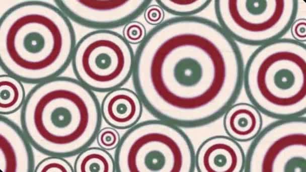 ヴィンテージのサイケデリックなサークル映像 サイケデリックのアニメーション ループ抽象的な複数のスパイラルの背景に赤いリング — ストック動画