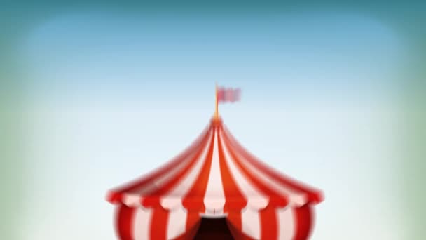 Большой Цирк Задний План Петля Анимированный Цикл Мультфильма Белый Красный — стоковое видео