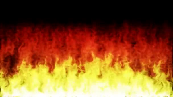 火焰和火焰框架背景环 Loopable 火灾和火焰点燃和燃烧背景黑色背景 — 图库视频影像
