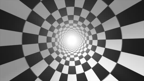 Abstrato Checkerboard Vortex Fundo Seamless Looping Animação Abstrato Preto Branco — Vídeo de Stock