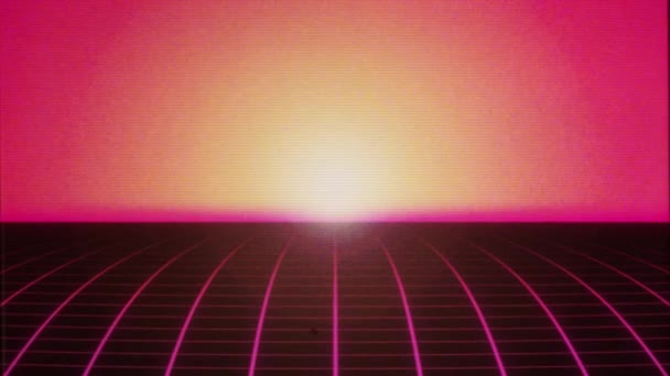 Retro Synthwave Grid Achtergrond Loop Animatie Van Een Abstracte Retro — Stockvideo