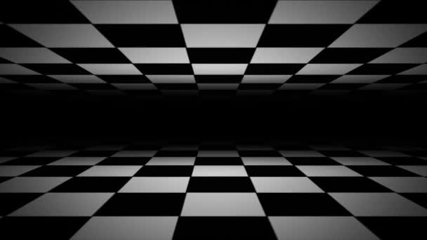 Abstract Checkerboard Landscape Seamless Looping Animation Abstract Black White Tiles — Stock Video