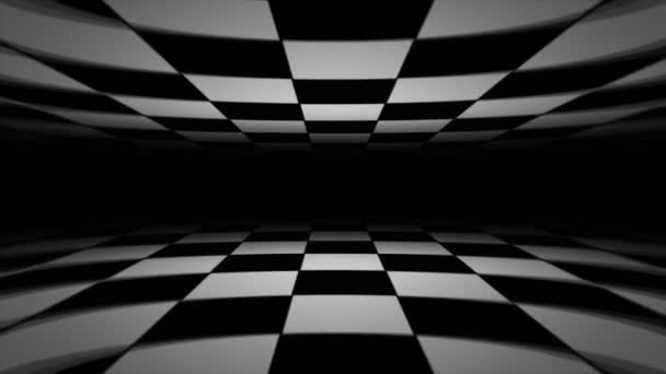 Abstract Checkerboard Landscape Seamless Looping Animation Abstract Black White Tiles — Stock Video