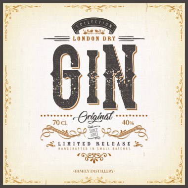 Şişe için Londra Gin Etiketi