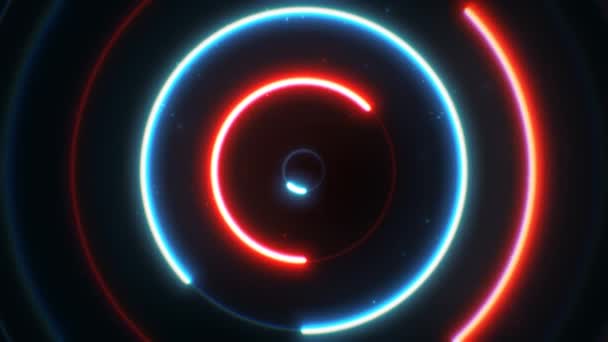 Astratto Neon Circles Sfondo Animazione Loop — Video Stock