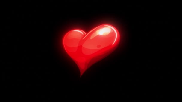 Мультфільм Пульсація Серця Цикл Анімація Червоного Комічного Значка Серця Пульсуюча — стокове відео