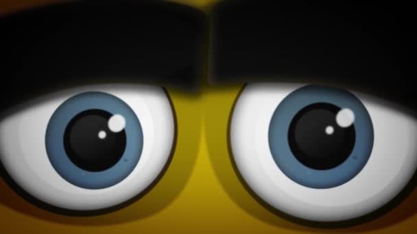 Мультфильм Смешные Удивленные Глаза Персонажа Close Анимация Смешного Комического Лица — стоковое видео