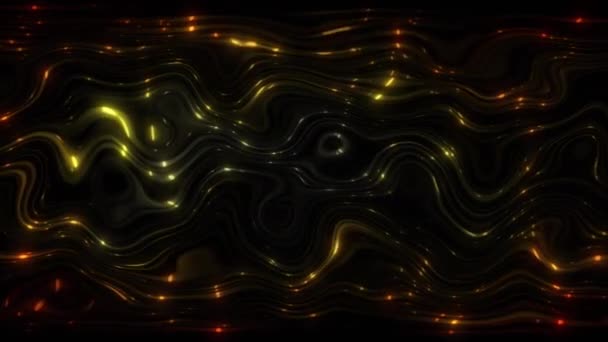 Абстрактні Частинки Золотого Потоку Анімація Абстрактними Текстурованими Формами Рухаються Зміщенням — стокове відео