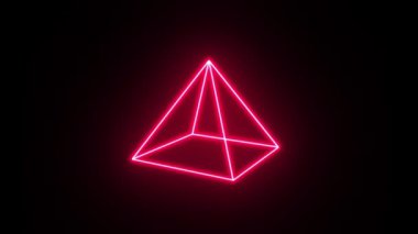 3d Parlak Vuruşlu Piramit Soyut minimal arkaplan animasyonu ve ana hatlı koni logosu dönen