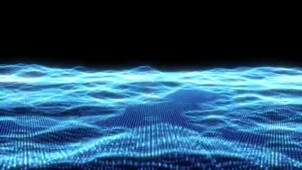 Abstrait 3d Technology Mountains Landscape Loop / 4k animation d'un paysage abstrait 3d futuriste hi-tech avec des montagnes faites de points lumineux boucle sans couture 