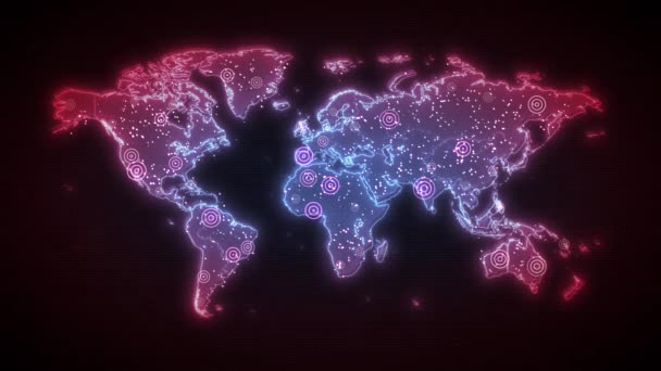 World Map Global Virus Epidemic Background Animación Antecedentes Alta Tecnología — Vídeo de stock