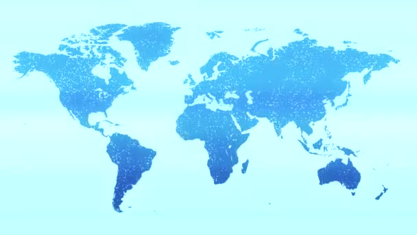 世界地图全球技术背景 4K高科技背景动画 附有技术世界地图轮廓和链接点 — 图库视频影像