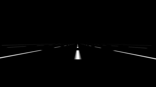 道路標識レーン技術背景2車線の道路のループ 4Kのアニメーションは レンズフレア ループ可能な日没で — ストック動画