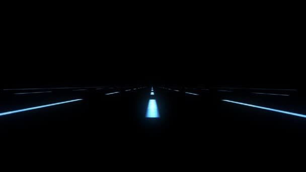道路標識レーン技術背景2車線の道路のループ 4Kのアニメーションは レンズフレア ループ可能な日没で — ストック動画