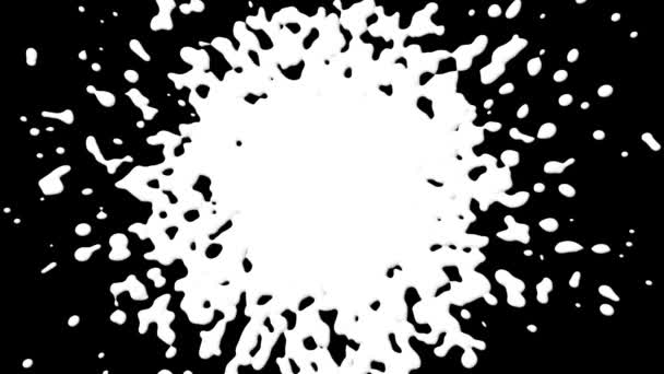 Preto Branco Pintura Respingo Explosão Fundo Animação Respingo Pintura Branca — Vídeo de Stock