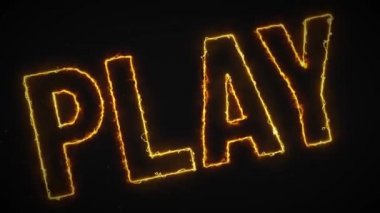 Oyuncu Oyunu Yanan Metin Üstünden Açığa Çıkarma / 4k animasyonu yanan harfler, ısı dalgası fx ve füzyon kıvılcımları ile ileti üzerine bir tasarım oyunu