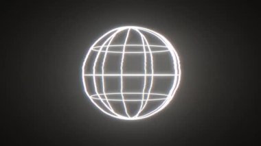 Kablo çerçeve Küre Kutusu Arızalı Vintage Fx / 4k soyut minimum arkaplan animasyonu ile ana hatlı küp logosu dönüyor, arıza yapıyor ve deforme olmuş efektleri seğiriyor