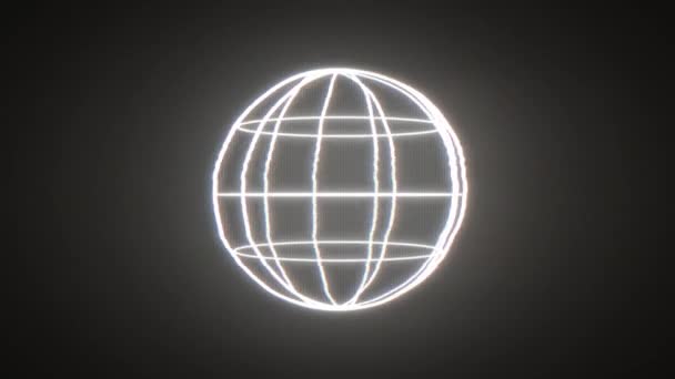 Wireframe Sphere Box Avec Glitch Vintage Animation Fond Minimal Abstrait — Video