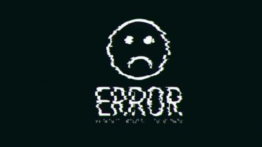 404 Hata Sayfası Bulunamadı Bir İnternet hata sayfasının Kötü Arıza Efekti / 4k animasyonu Dijital metni yanıp sönen ve kıvrımlı efektli ileti bulunamadı
