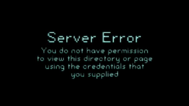 Server Error Message Bad Glitch Effect Animatie Van Een Internet — Stockvideo