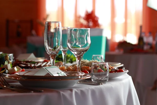 Mesa Almoço Casamento Luxo Livre Cores Branco Azul — Fotografia de Stock