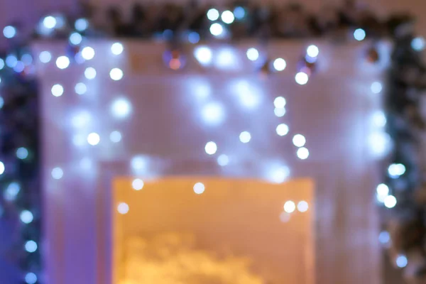 Celebratory Background Beautiful Rasfokus Lights Christmas Garlands — Stock Photo, Image