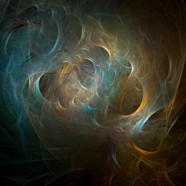 Abstract image with yellow, red and blue colors. Fractal.