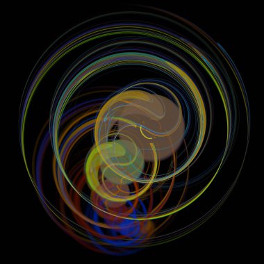 Sarı, kırmızı ve mavi renklerle soyut resim.